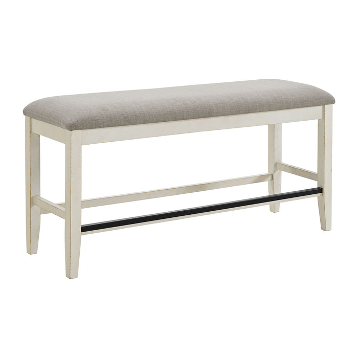 Bellevue - Counter Bench With Beige Fabric - Antique White