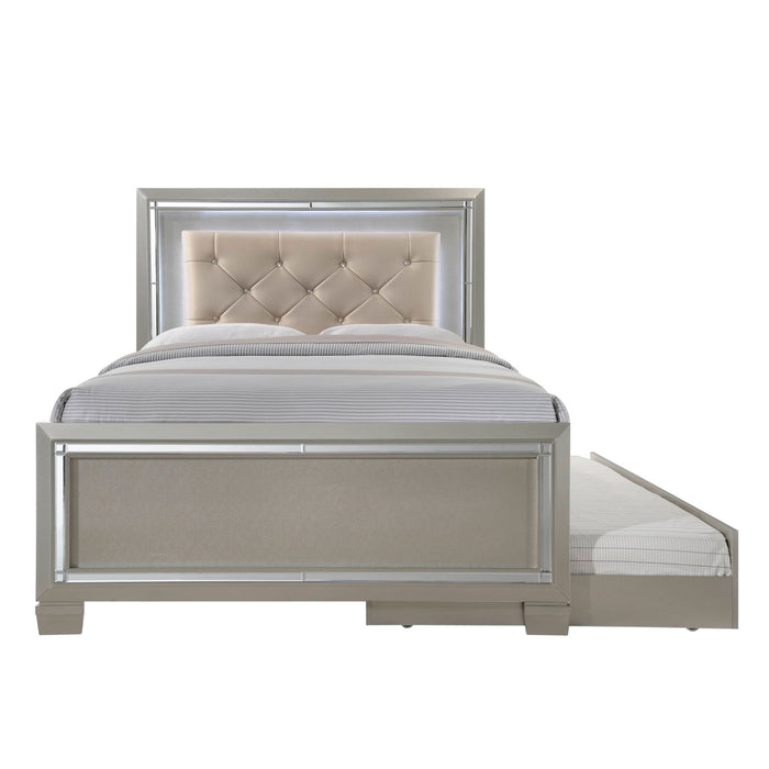 Platinum - Youth Full Platform Bed With Trundle - Сhampagne