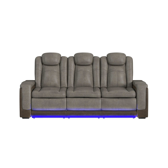 Lantana - Power Motion Sofa With Power Headrest, LED, Ddt, Reading Light And PWS - Rocky Gray/Brown