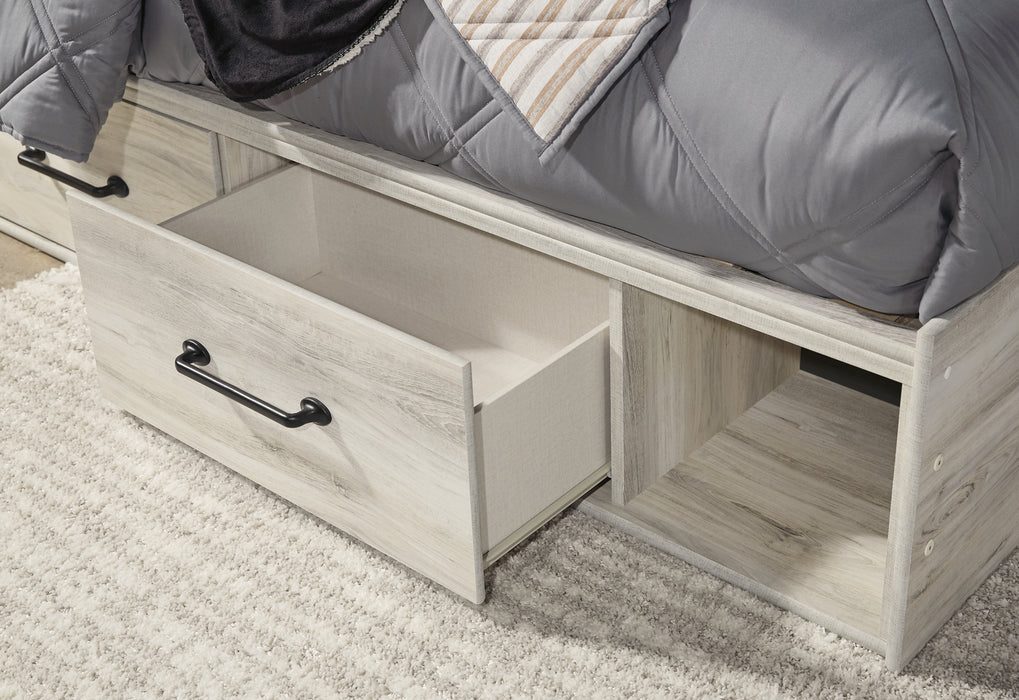 Cambeck Full Panel Bed with 4 Storage Drawers with Mirrored Dresser, Chest and 2 Nightstands