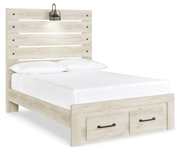 Cambeck  Panel Bed With 2 Storage Drawers With Mirrored Dresser, Chest And 2 Nightstands