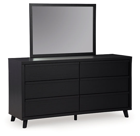 Danziar King Panel Headboard with Mirrored Dresser, Chest and Nightstand