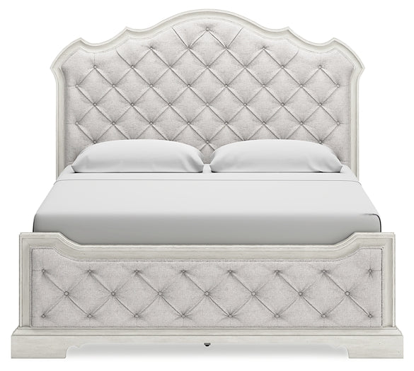 Arlendyne King Upholstered Bed with Mirrored Dresser, Chest and 2 Nightstands