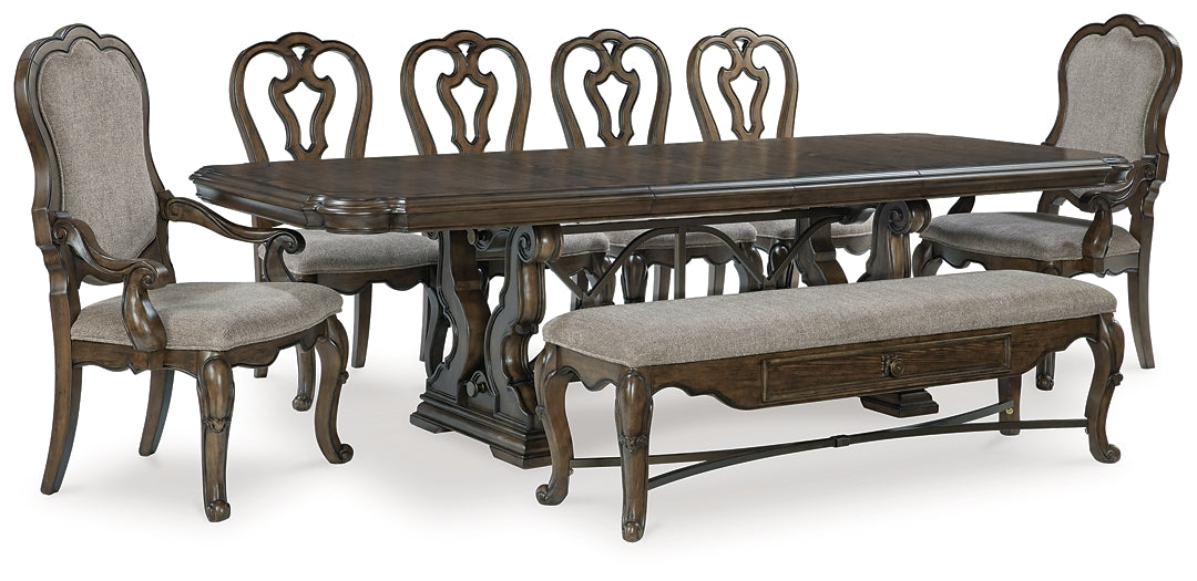 Maylee Dining Table and 6 Chairs and Bench